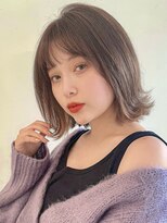 ステアケース 武蔵小杉店(stair:case) 外はねボブ切りっぱなしボブ大人かわいいグレージュ20代30代