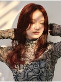 ロングレイヤー顔まわり海外風大人女子暖色系20代EnglishOK