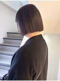 切りっぱなしミニボブ/縮毛矯正/髪質改善/前下がり/グレージュ