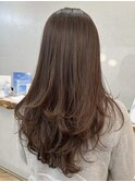 上品レイヤーカットフェミニンロング◎ココアブラウン韓国風巻き
