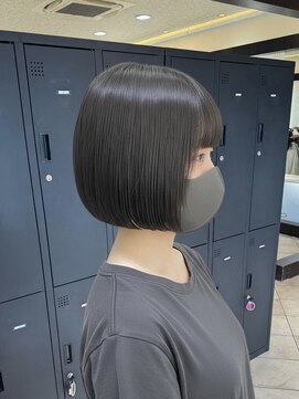 プロデュース 淵野辺店(Produce) 顔周りカットハッシュカットダークブラウンワンホンレイヤー韓国