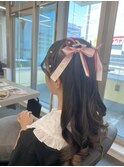 編み込み×ハーフツイン