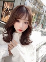 クム(kumu)&nbsp;【kumu】韓国風ミディ/流し前髪/アッシュブラウン/栄/名古屋