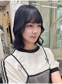 韓国風/パープルブラック/ミディアムボブ/レイヤーカット