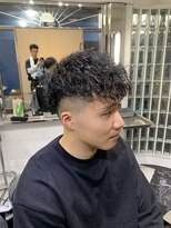 メリケンバーバーショップ フクオカ(MERICAN BARBERSHOP FUK)&nbsp;べリーショートダークアッシュニュアンスパーマ韓国マッシュ