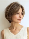 白髪ぼかし似合わせ大人ショート30代40代50代60代◎
