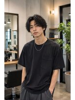 MEN's Baguz MEN'Sカット/ MEN'Sパーマ/ MEN'Sカラー メンズセンターパート無造作ウェーブ色気パーマ