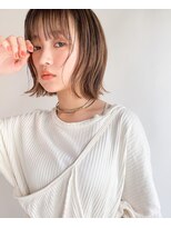ミンクス 青山店(MINX) ぱっつんシースルーバングの切りっぱなし外ハネボブ【松下】