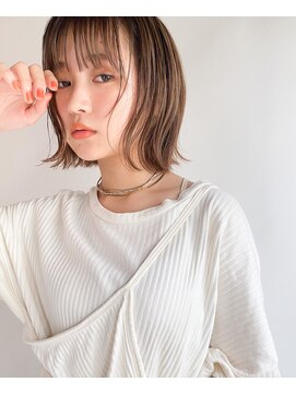 ミンクス 青山店(MINX) 【MINX松下】ぱっつんシースルーバングの切りっぱなし外ハネボブ