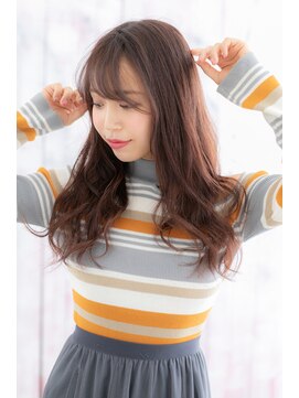 ミック 日暮里店(miq) 斜め前髪♪ピンクグレージュ外国人風ロングレイヤーa