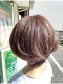ハイライト×ショートボブ×チョコレートカラー/30代/40代/50代
