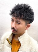ツーブロック×ツイストピンパーマ