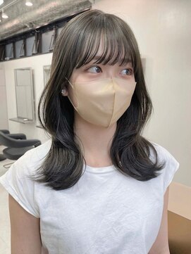 ベレーザ 渋谷(BELEZA) ba763_透明感アッシュブラックロブヘアAラインボブウェーブ巻き