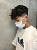メンズ刈り上げ前下がりマッシュスペインカールフェードパーマ