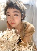 小顔マッシュショートグレージュカラーパーマ20代渋谷原宿神宮前