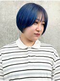 ＊かわいい愛されブルーカラー寒色系カラー前髪あり30代40代2