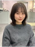 くびれレイヤーカットロブ外ハネボブ髪質改善オリーブベージュ
