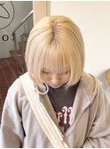 ※ホワイトブロンドブリーチ細めハイライト切りっぱなしボブ船橋