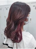 ピンクバイオレットのインナーカラー