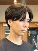 横浜西口メンズパーマフェザーパーマセンターパートガイルヘア