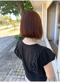 ぱつっとボブ ピンクブラウン