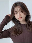 大人かわいいフルバングハッシュカットレッドブラウンカラー