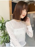 "久保田"切りっぱなしナチュラルボブ顔まわりカットワイドバング