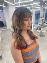 ブラウン(Brown)&nbsp;ロングウルフ×バレイヤージュエンドカラー