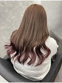 毛先グラデーション　グラデーションカラー　ピンクカラー