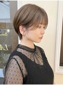 大人可愛い似合わせカットショートボブメルティカラーベージュ