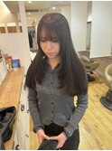 マロンブラウン（暗髪）×顔周りレイヤーカット