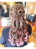 編み込みお花ハーフアップ