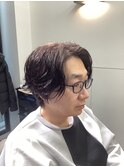メガネに合うツーブロックニュアンスセンターパート