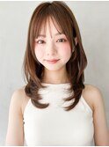 こなれヘアワンカール小顔カットサイドバングセミディ愛され