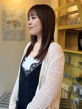 ヒントステーション(HINTSTATION) 〈浅草美容室〉ミディアムロブストレートショコラブラウン