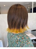 ボブ裾カラーイエロー