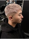 929栗色バイカラーツーブロック刈り上げボウズバーバーカット