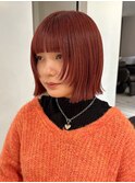 ぷつっとボブ　姫カットレイヤー　アプリコットオレンジ