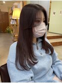 レイヤーカット×ワインレッド