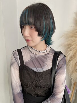 アスティブランシュ(Asti blanche) ショートウルフ×ターコイズブルー/アンブレラカラー