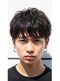 越谷メンズ/波巻きスパイラル/ナチュラルツーブロック/フェザー