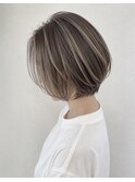 ショート ボブ レイヤー 白髪ボカシ 名東区美容室