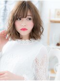 斜めバングｘくせ毛風毛先パーマの大人ボブf上尾20代30代40代!