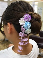 〈ラピッシュ桜田店〉浴衣ヘアセットお団子スタイル