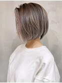 スモーキーアッシュショートボブ_グレージュカラーボブ_ba386802