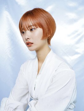 ピークアブー アヴェダ ギンザシックス(PEEK-A-BOO AVEDA GINZASIX) 大人かわいい　シャーベットオレンジ×ミニグラボブ