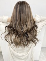 アオアクア バイ グルグル 小岩店(ao akua by GULGUL) 黒髪 前髪パーマ シナモンベージュ×バレイヤージュ 小岩