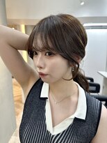 前髪あり韓国美髪エアリーロングピンクブラウン切りっぱなしボブ