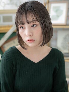 カバーヘア ブリス 志木南口駅前店(COVER HAIR bliss) 黒髪インナーカラー前下がり切りっぱなしボブh3志木20代30代40代