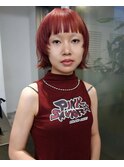 プラムピンクレッド切りっぱなしミニボブケアブリーチ
